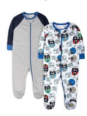 New little star zip up sleep suit 2 pack size: 0-3 months